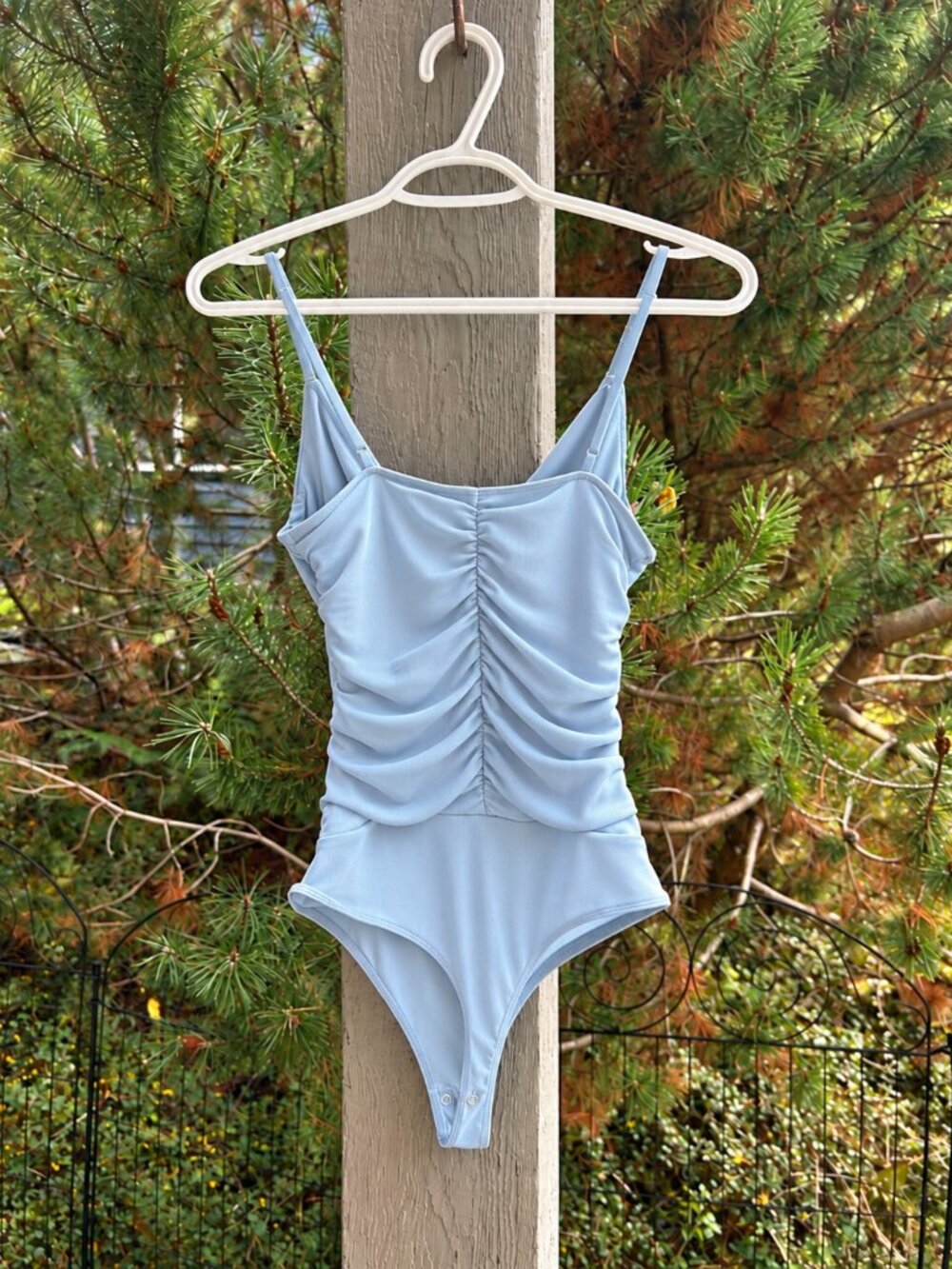 Baby Blue Ruched Bodysuit - Picture 2 of 2
